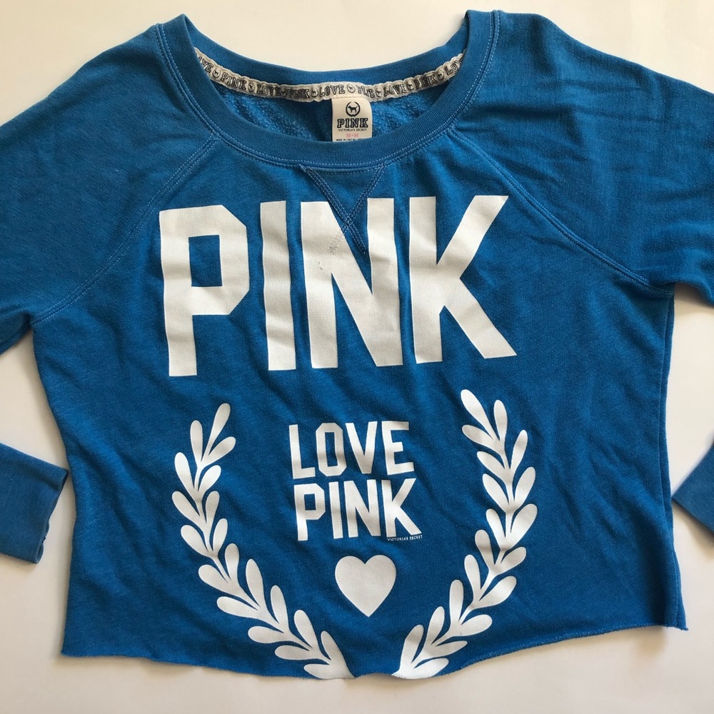 Vintage Y2k Blue Victoria’s Secret Longsleeve Sweatshirt Medium - Picture 2 of 4